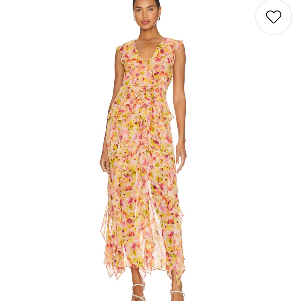 Claudita Dress in Golden Flora MISA Los Angeles xs floral‎ yellow pink womens